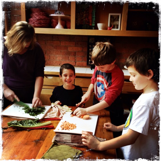 kids learning knife skills