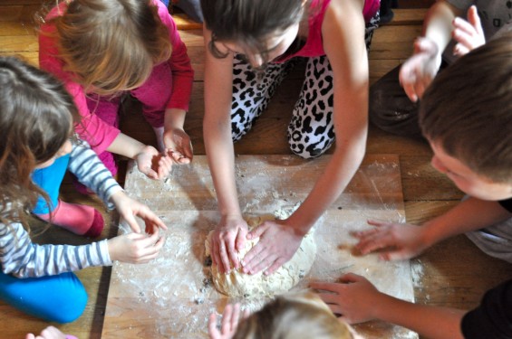 kneading the soda bread