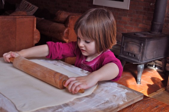 rolling out puff pastry dough