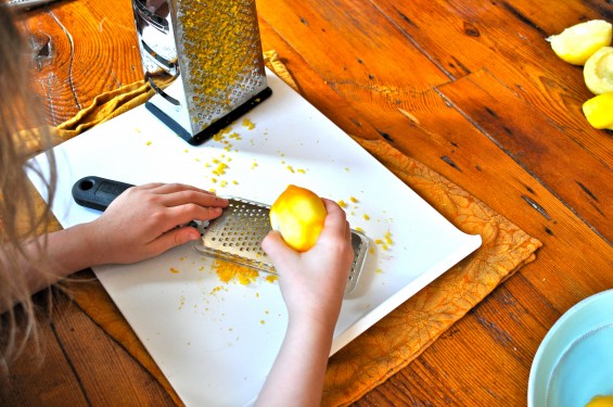 grating the lemon rind