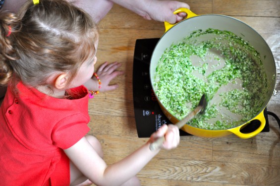 stirring the risotto