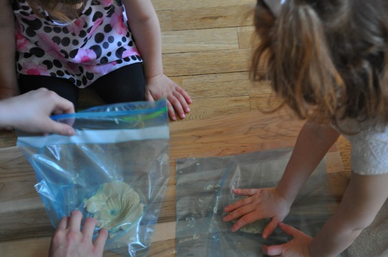 using a plastic bag to make corn tortillas